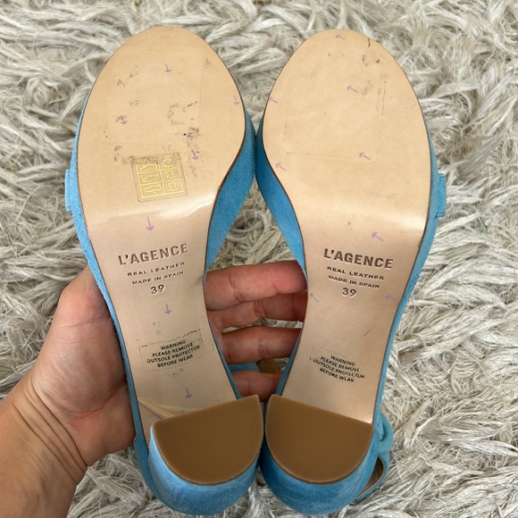 NWOB L’Agence Cecile Blue Suede Ankle Strap Platform High Heel Sandals Sz 39 US9 - Picture 5 of 11